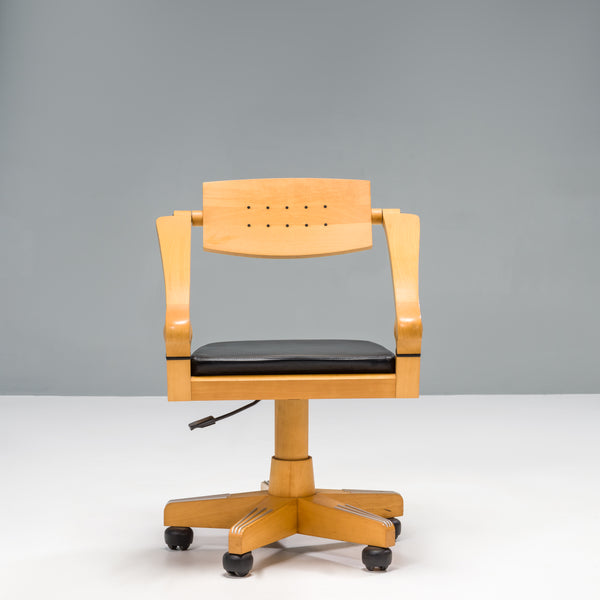 Massimo Scolari for Giorgetti Beech and Ebony Spring Office Chair With Wheels, 1990s