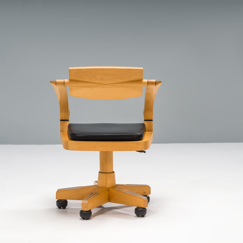 Massimo Scolari for Giorgetti Beech and Ebony Spring Office Chair With Wheels, 1990s