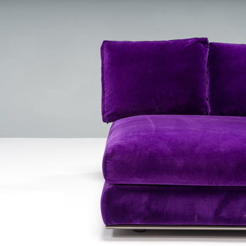 Minotti Purple Velvet Day Bed Sofa, Set of 2