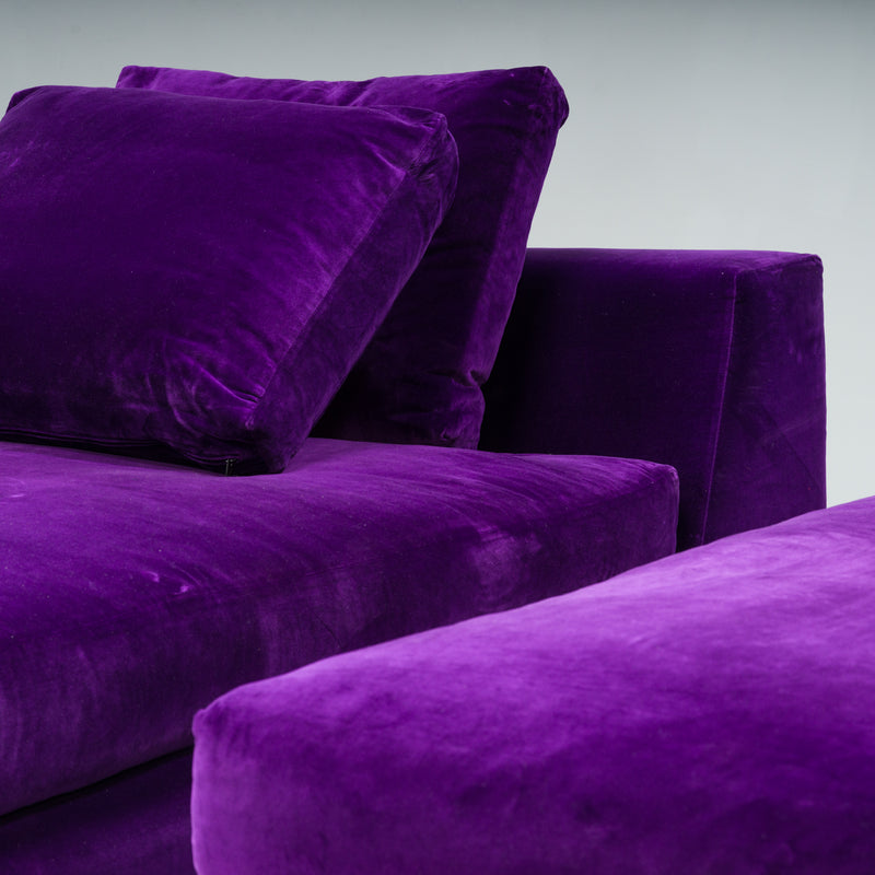 Minotti Purple Velvet Day Bed Sofa, Set of 2
