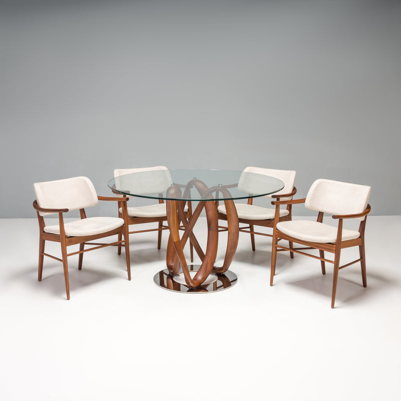 Porada Walnut & Glass Infinity Dining Table