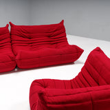 Ligne Roset by Michel Ducaroy Togo Red Corner Modular Sofa, Set of 3