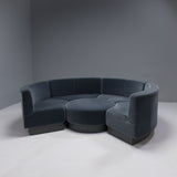George Smith by Ilse Crawford Grey Velvet Modular Circular Sofa & Footstool