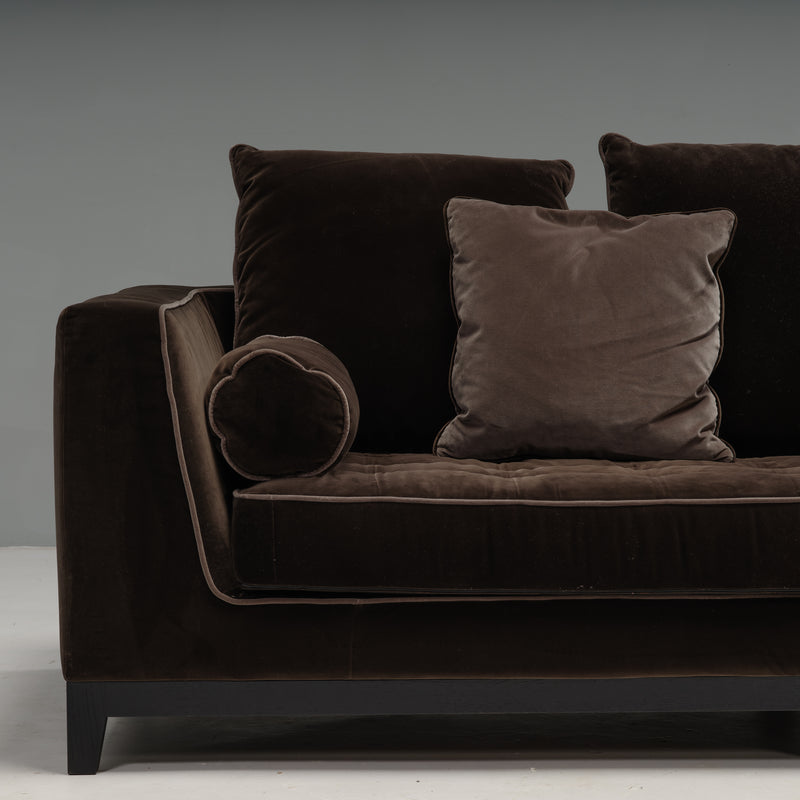 Antonio Citterio for Maxalto Brown Velvet Three-Seater Sofa, 2013