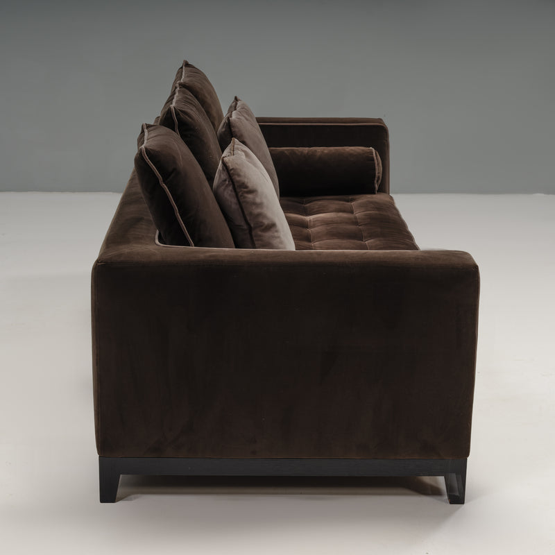 Antonio Citterio for Maxalto Brown Velvet Three-Seater Sofa, 2013