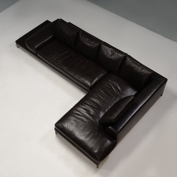 Rodolfo Dordoni for Minotti Hamilton Islands Dark Brown Leather Corner Sofa
