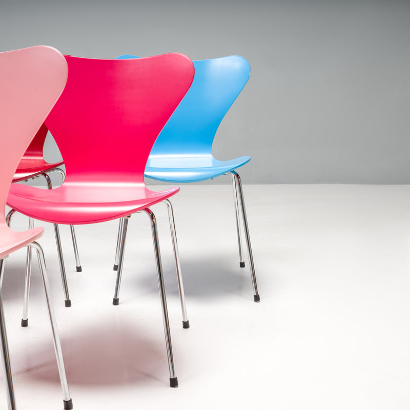 Arne Jacobsen for Fritz Hansen Series 7 Multi Coloured Dining Chairs, Set of 10