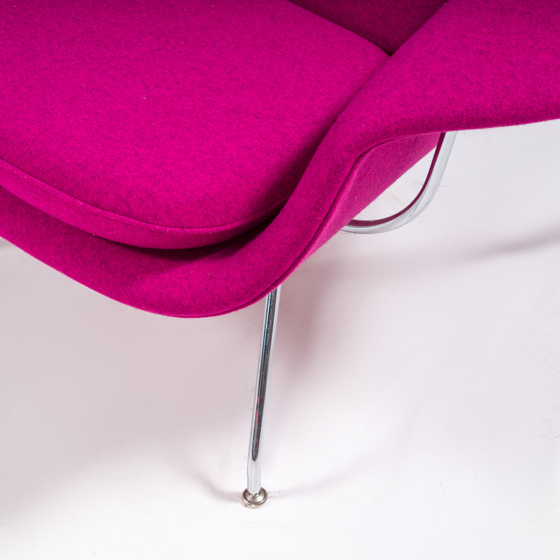 Knoll by Eero Saarinen Womb Pink Wool Armchair and Footstool