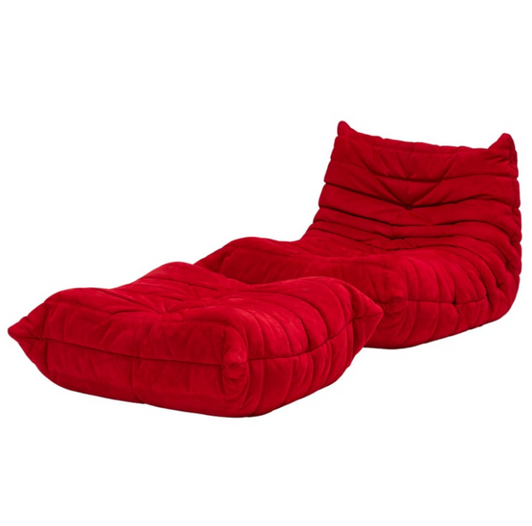 Ligne Roset by Michel Ducaroy Togo Red Armchair and Footstool, Set of Two