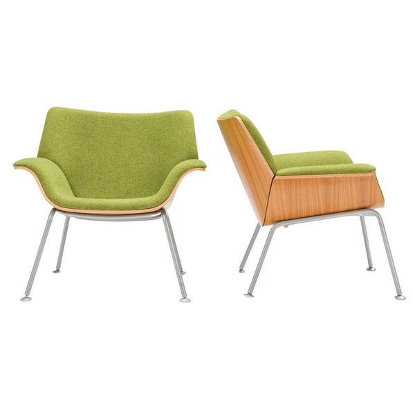 Brian Kane for Herman Miller Green Swoop Plywood Chairs, Set of Two