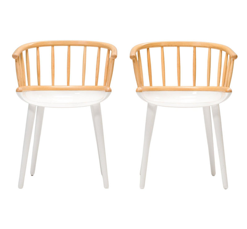Magis White & Natural Ash Cyborg Stick Dining Chairs, Set of 2