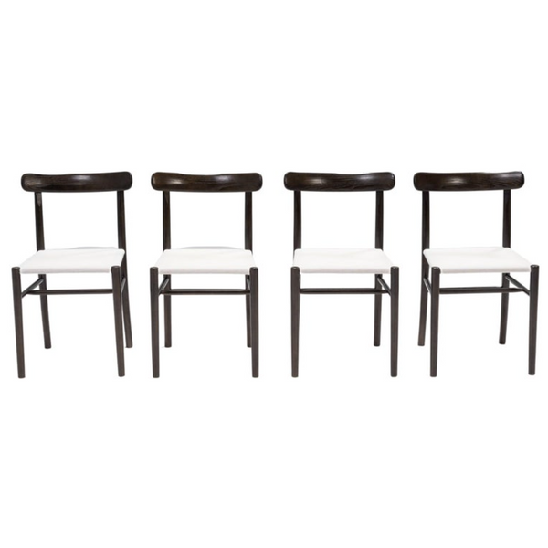 Jasper Morrison for Maruni Black Maple & White Mesh Lightwood Chairs, Set of 4