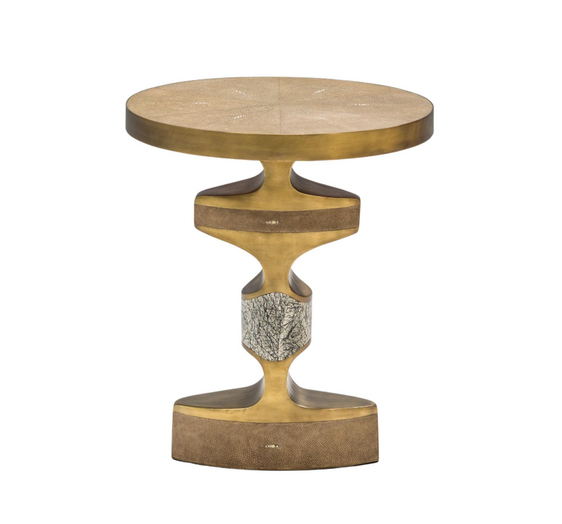 R & Y Augousti Shagreen and Baguio Green Stone Carmen Side Table