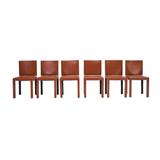 B&B Italia by Paolo Piva Brown Leather Arcadia Dining Chairs, Set of 6