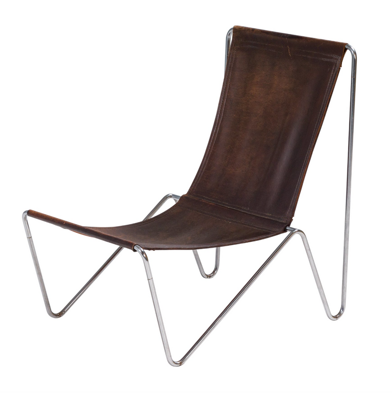 Verner Panton Brown Leather Bachelor Sling Armchair REHAUS