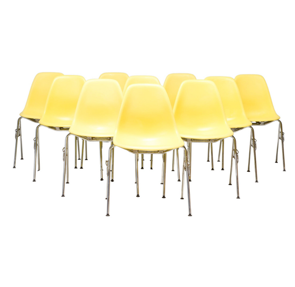 Charles & Ray Eames for Vitra Yellow DSS-N Dining Chairs, Set of 10