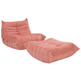 Ligne Roset by Michel Ducaroy Togo Pink Armchair and Footstool, Set of 2
