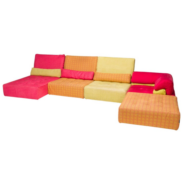 Roche Bobois Voyage Immobile Sectional Sofa with Kenzo Upholstery, Set of 5