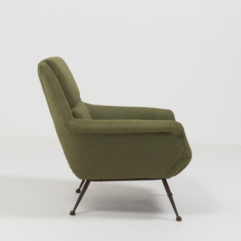 Green Fabric Mid Century Armchair by Gio Ponti for Minotti