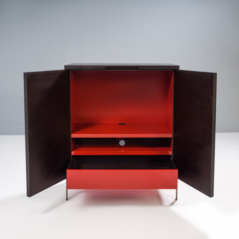 Maxalto B&B Italia Mida Dark Oak and Red Cabinet