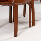 1970s Cassina 'Cab' Leather Dining Chairs by Mario Bellini Brown, Set of Two