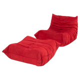 Ligne Roset by Michel Ducaroy Togo Red Alcantara Armchair and Footstool