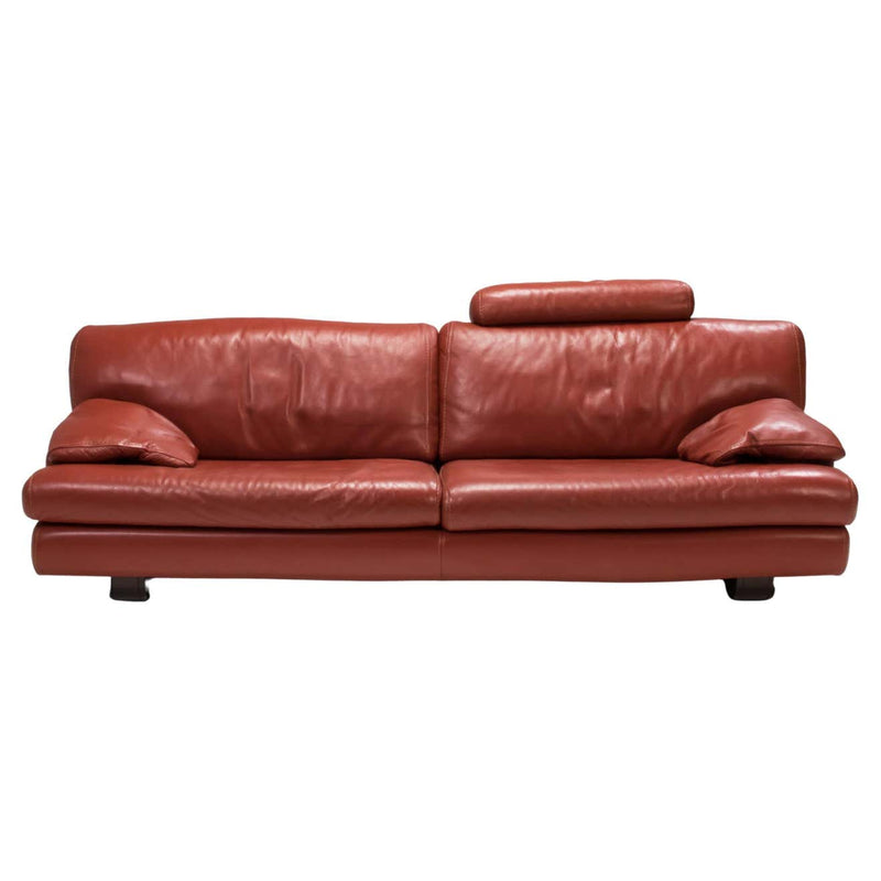 Roche Bobois Ox Blood Red Leather Three Seater Sofa
