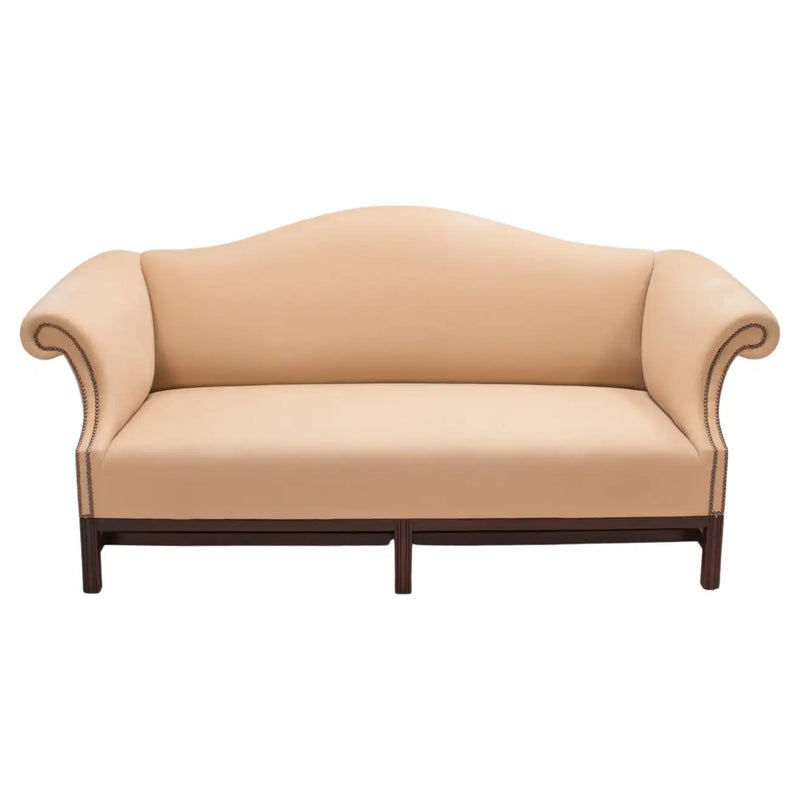 George Smith Chippendale Fixed Seat Cream Fabric Sofa, 3 Seater