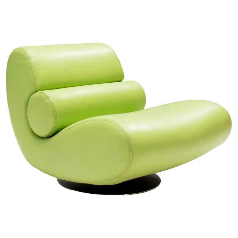 Roche Bobois by Hans Hopfer Virgule Lime Green Leather Swivel Lounge Chair