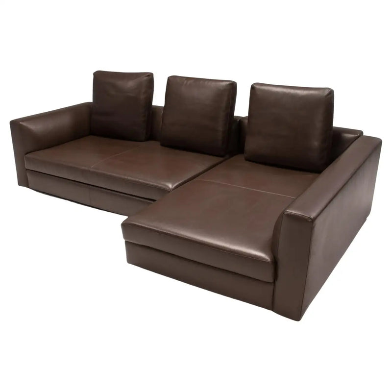 Minotti Brown Leather Corner Sofa REHAUS