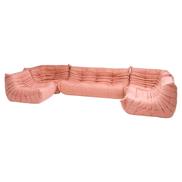 Ligne Roset by Michel Ducaroy Togo Pink Modular Sofa, Set of 5