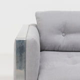 Midcentury Grey and Chrome Frame Armchair in the Style of Milo Baughman