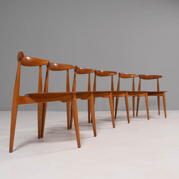 Hans Wegner for Fritz Hansen FH4103 Beech & Teak Heart Chairs @ REHAUS