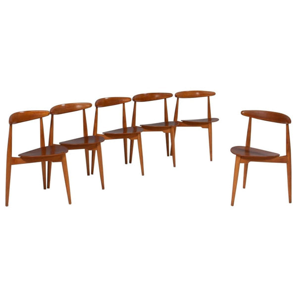 Hans Wegner for Fritz Hansen FH4103 Beech & Teak Heart Chairs @ REHAUS