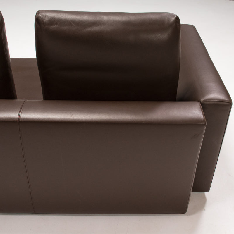Minotti Brown Leather Corner Sofa