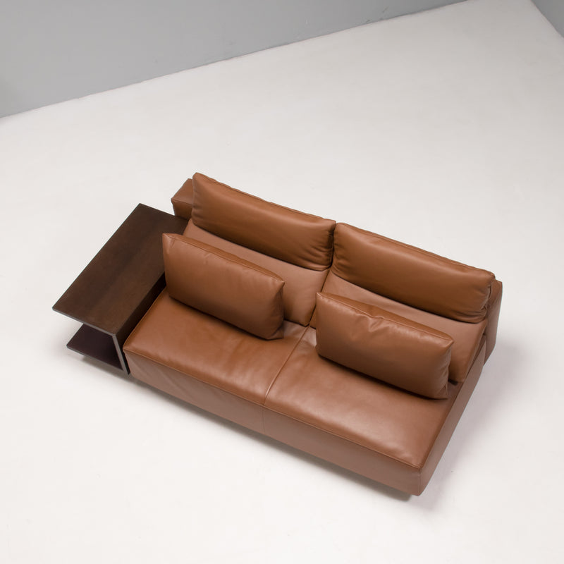 Poltrona Frau by Jean-Marie Massaud Brown Leather Bullit Sofa, 2016