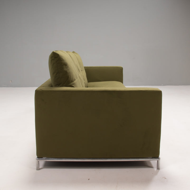 B&B Italia Green Velvet George Four-Seat Sofa by Antonio Citterio