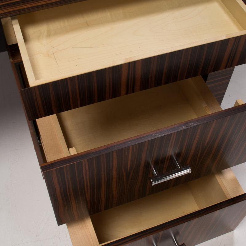Poliform Wood & Leather Desk With Storage Units