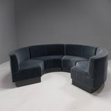 George Smith by Ilse Crawford Grey Velvet Modular Circular Sofa & Footstool