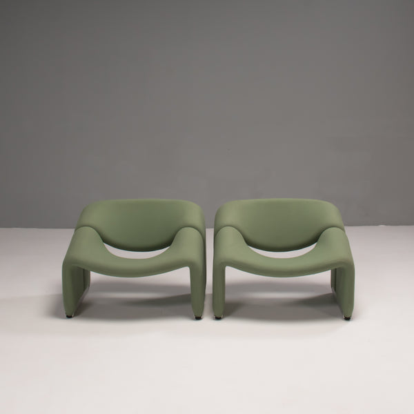 Pierre Paulin by Artifort Pale Green Fabric F598 Groovy Chair, Set of Two