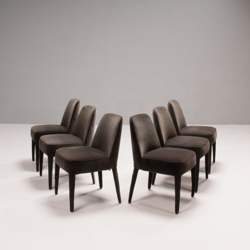 Maxalto B&B Italia by Antonio Citterio Febo Grey Velvet Dining Chairs, Set of 6