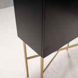 Bontempi Casa Madison Black and Brass Lacquered Wood Cocktail Cabinet
