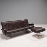 Howard Keith Vintage Brown Leather Sofa & Footstool
