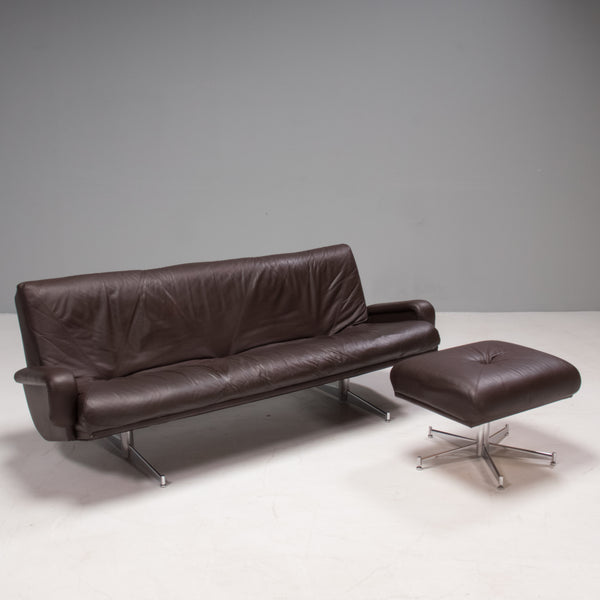 Howard Keith Vintage Brown Leather Sofa & Footstool