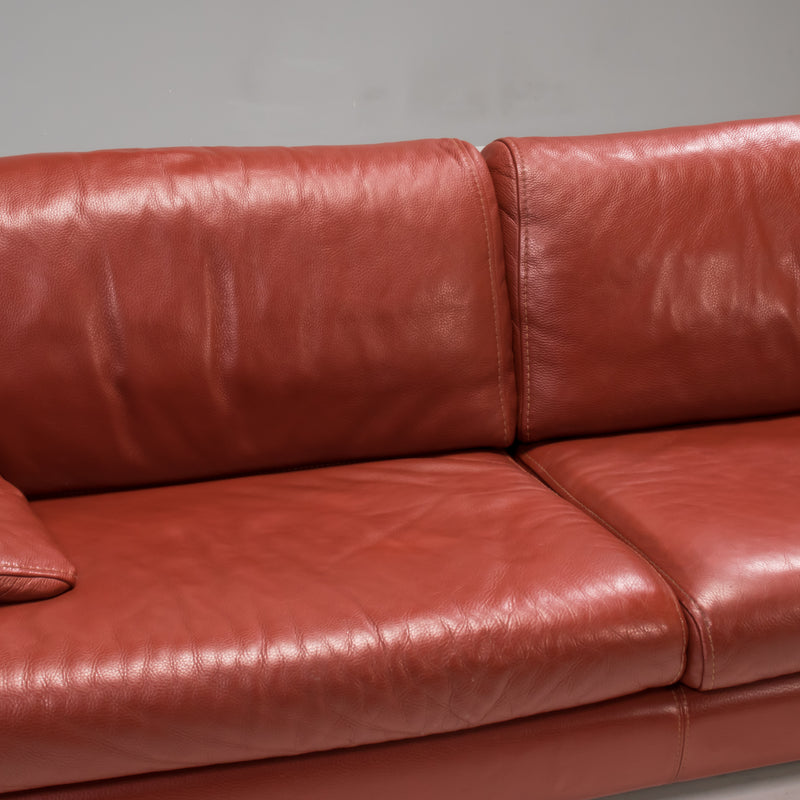 Roche Bobois Ox Blood Red Leather Three Seater Sofa