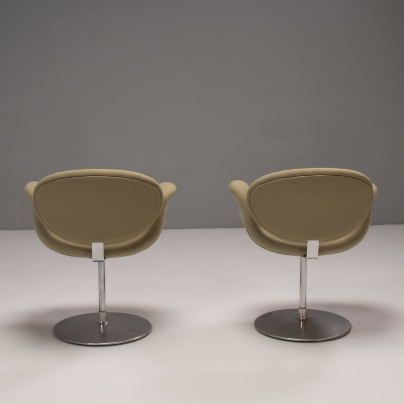 Artifort by Pierre Paulin Green Fabric Little Tulip Swivel Chair, Set of Two