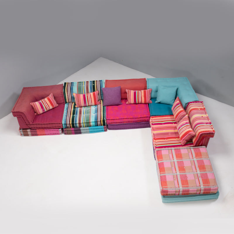 Roche Bobois by Hans Hopfer and Kenzo Fabric Mah Jong Sectional Sofa, Set of 15