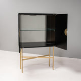 Bontempi Casa Madison Black and Brass Lacquered Wood Cocktail Cabinet